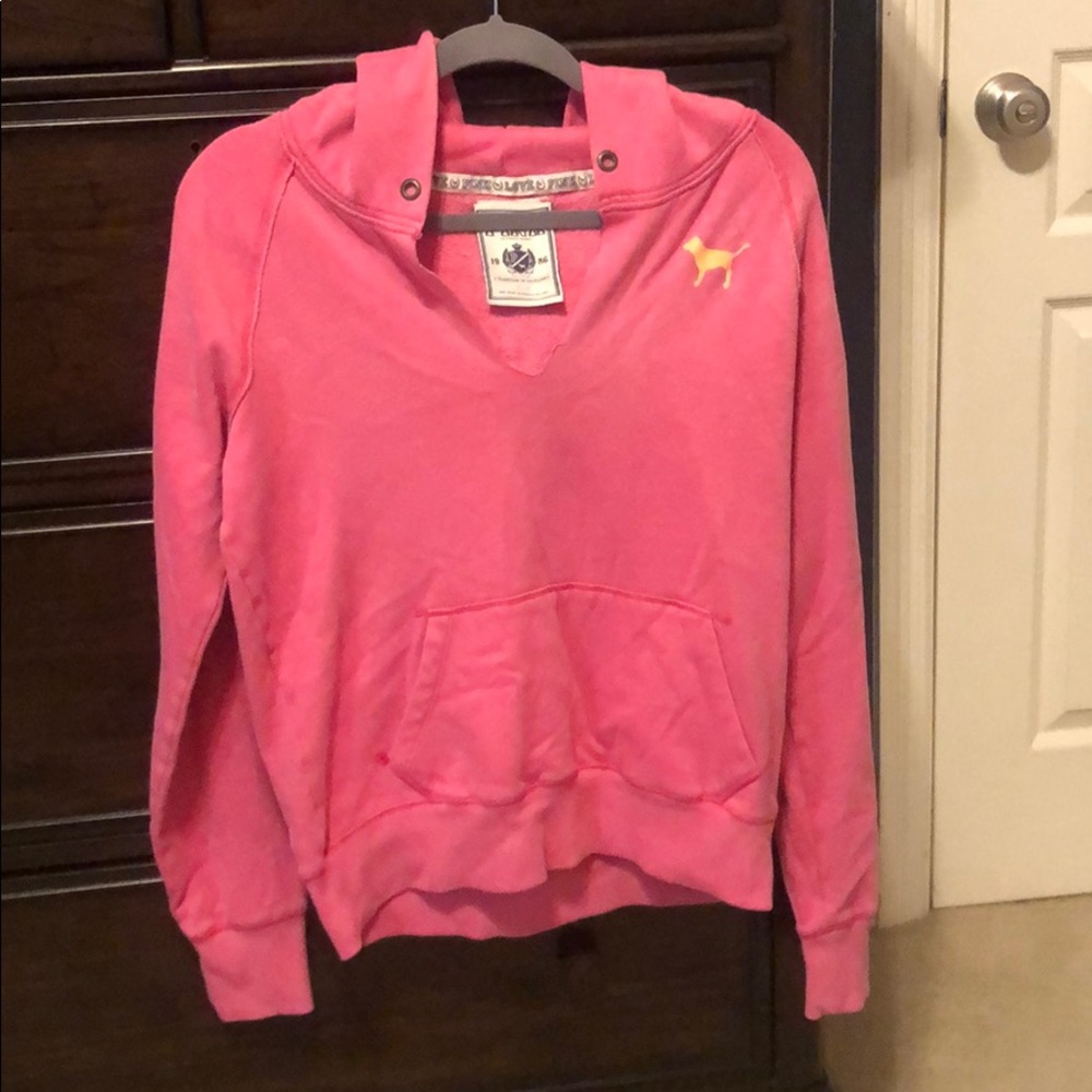 Women’s PINK Pullover Hoodie V-Neck
